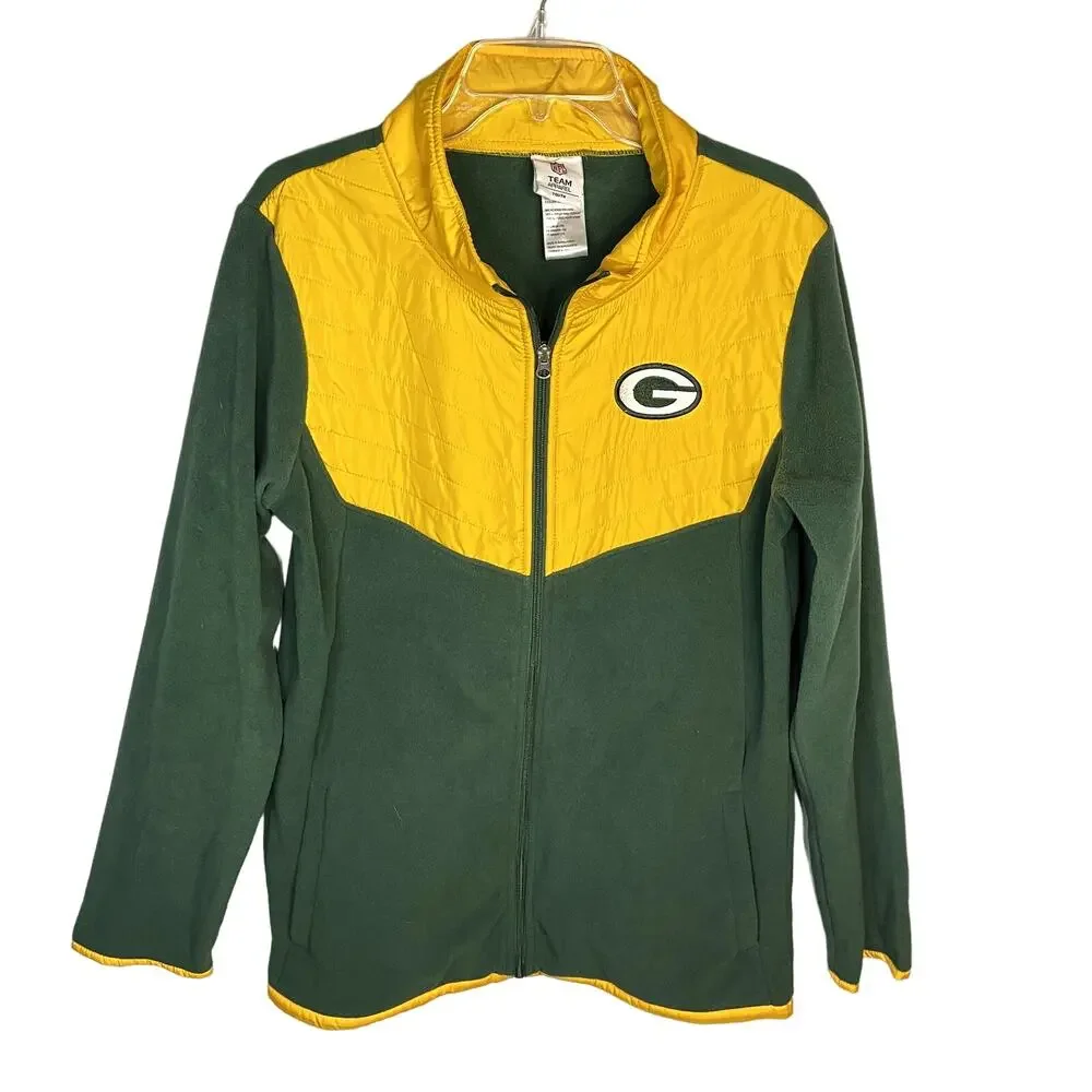 NFL Team Apparel Kids Green Bay Packers Full Zip Fleece Jacket Size Youth XXL
